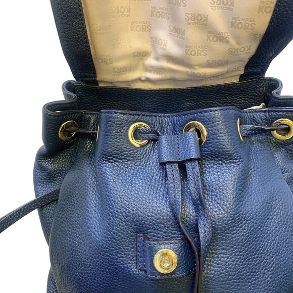 Michael Kors Navy Blue Pebbled Leather Studded Backpack Purse - Picture 5 of 9